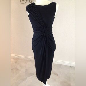 Maggy London Blue Asymmetrical Ruched Cocktail Dress